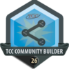 TCC Community Builder Badge blue pentagon with TCC logo.